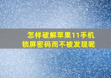 怎样破解苹果11手机锁屏密码而不被发现呢