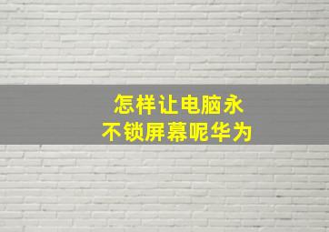 怎样让电脑永不锁屏幕呢华为