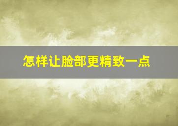 怎样让脸部更精致一点