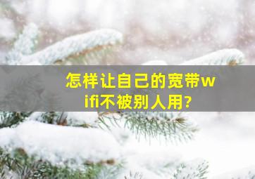 怎样让自己的宽带wifi不被别人用?