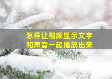 怎样让视频显示文字和声音一起播放出来