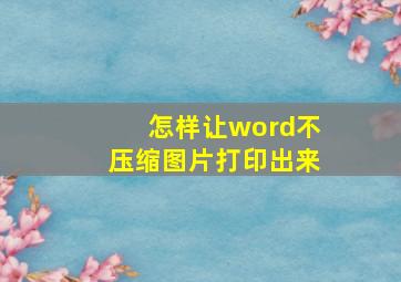 怎样让word不压缩图片打印出来