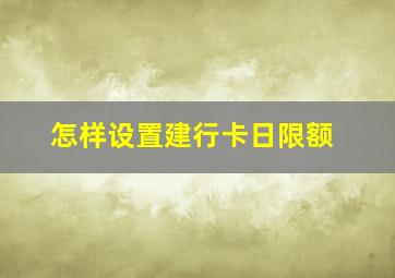 怎样设置建行卡日限额