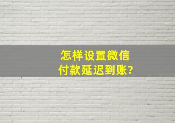 怎样设置微信付款延迟到账?