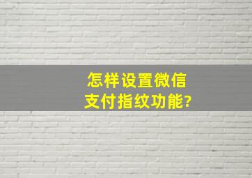 怎样设置微信支付指纹功能?