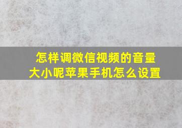 怎样调微信视频的音量大小呢苹果手机怎么设置