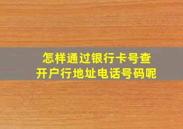 怎样通过银行卡号查开户行地址电话号码呢