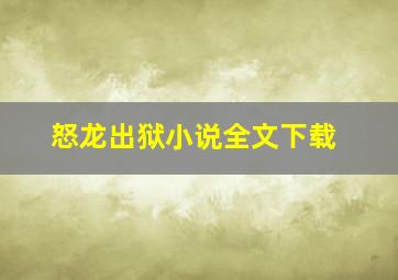 怒龙出狱小说全文下载