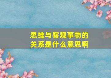 思维与客观事物的关系是什么意思啊