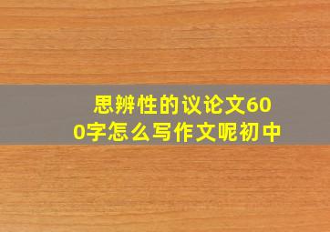 思辨性的议论文600字怎么写作文呢初中