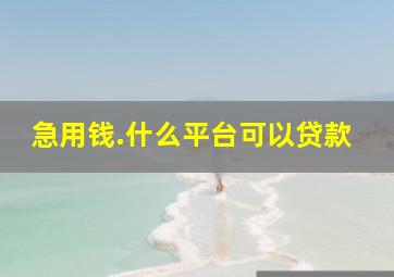 急用钱.什么平台可以贷款