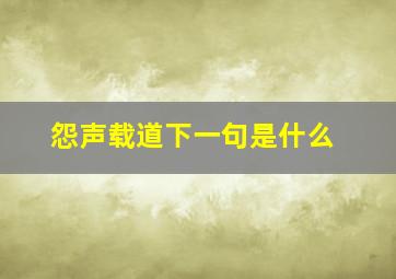 怨声载道下一句是什么