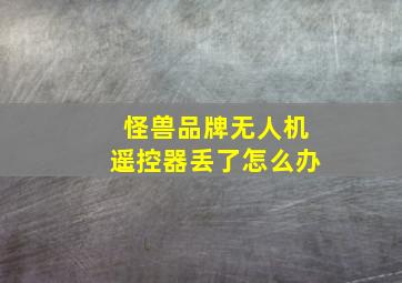 怪兽品牌无人机遥控器丢了怎么办