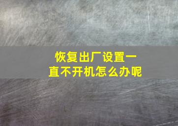 恢复出厂设置一直不开机怎么办呢