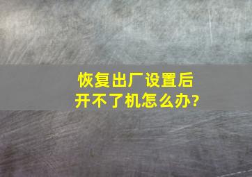 恢复出厂设置后开不了机怎么办?