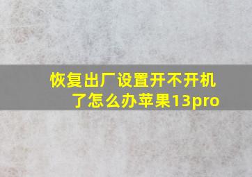 恢复出厂设置开不开机了怎么办苹果13pro