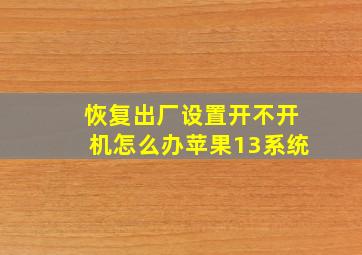 恢复出厂设置开不开机怎么办苹果13系统