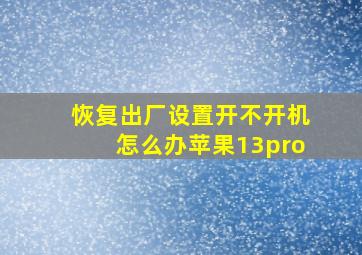 恢复出厂设置开不开机怎么办苹果13pro