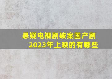 悬疑电视剧破案国产剧2023年上映的有哪些