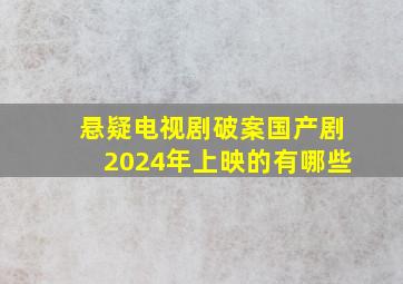 悬疑电视剧破案国产剧2024年上映的有哪些