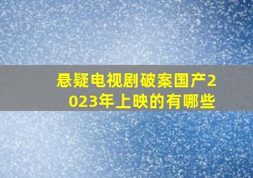 悬疑电视剧破案国产2023年上映的有哪些