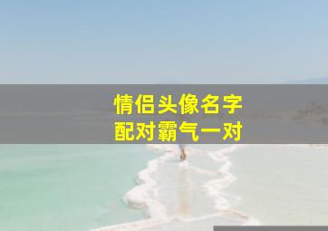 情侣头像名字配对霸气一对