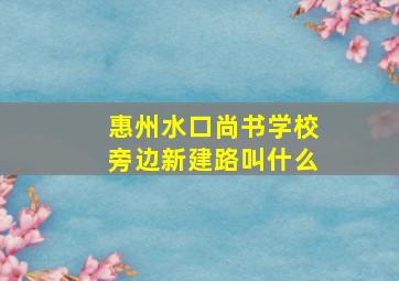 惠州水口尚书学校旁边新建路叫什么