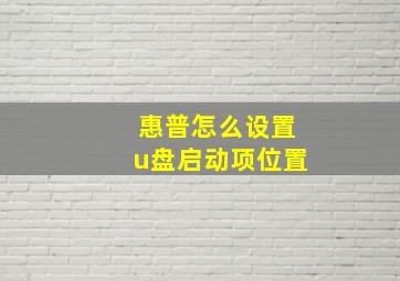 惠普怎么设置u盘启动项位置