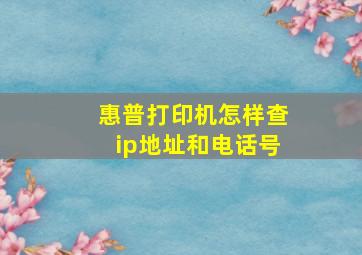 惠普打印机怎样查ip地址和电话号