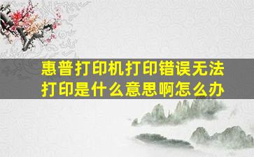 惠普打印机打印错误无法打印是什么意思啊怎么办