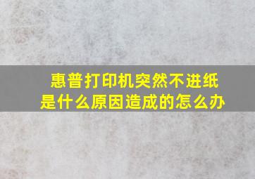 惠普打印机突然不进纸是什么原因造成的怎么办