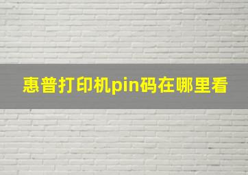 惠普打印机pin码在哪里看