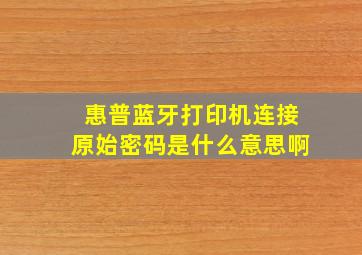 惠普蓝牙打印机连接原始密码是什么意思啊