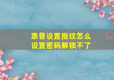 惠普设置指纹怎么设置密码解锁不了