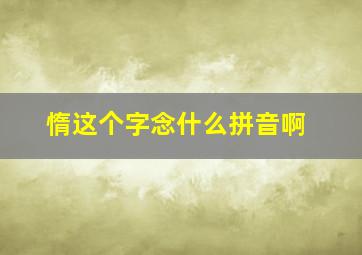 惰这个字念什么拼音啊