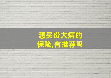 想买份大病的保险,有推荐吗