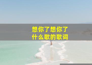 想你了想你了什么歌的歌词