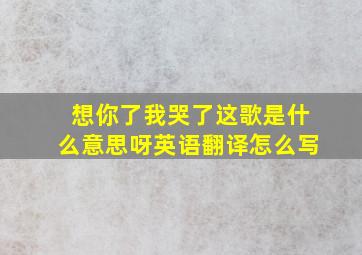 想你了我哭了这歌是什么意思呀英语翻译怎么写