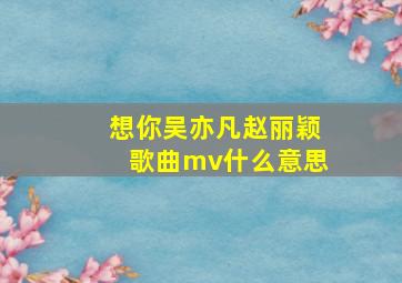 想你吴亦凡赵丽颖歌曲mv什么意思