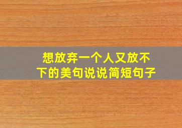 想放弃一个人又放不下的美句说说简短句子