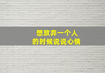 想放弃一个人的时候说说心情