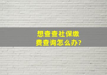 想查查社保缴费查询怎么办?