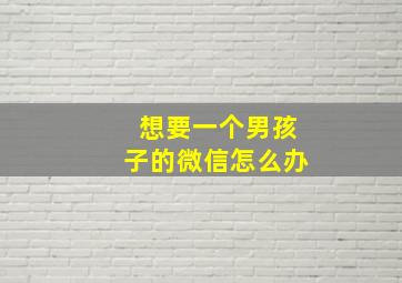 想要一个男孩子的微信怎么办