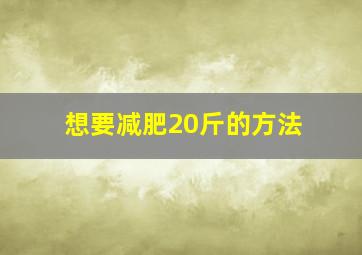 想要减肥20斤的方法