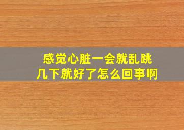 感觉心脏一会就乱跳几下就好了怎么回事啊