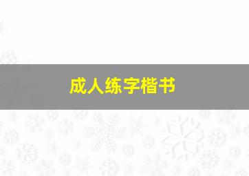 成人练字楷书