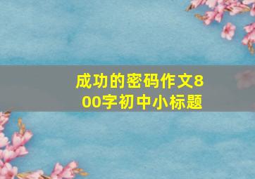 成功的密码作文800字初中小标题