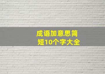 成语加意思简短10个字大全