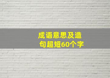 成语意思及造句超短60个字