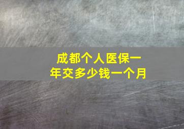 成都个人医保一年交多少钱一个月